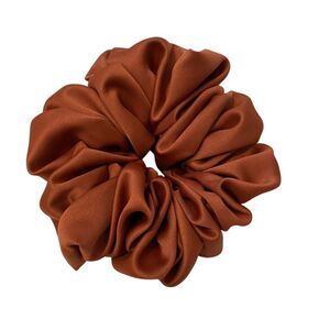 Satin Hair Scrunchie. Orange Rust. Medium. Fall. Party. Resortwear. Holiday.